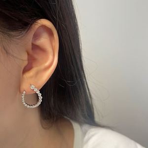 Dylam Classic Design Fine 925 Sterling <b>Silver</b> Sparkle D Color VVS1 Moissanite Stones U-shaped <b>Stud</b> Earrings for Women - Product Image 6