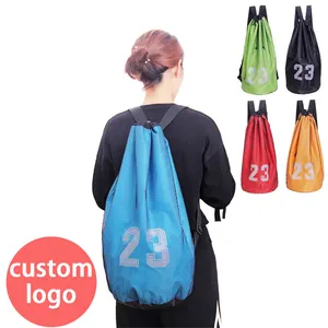 Mochila de poliéster para baloncesto al aire libre, bolsa deportiva para gimnasio, natación, cordón de cordón, venta al por mayor