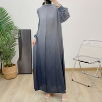 Robe plissée dégradée grande taille pour femme, décontractée, haut de gamme, à manches lanternes, longueur cheville, élégante pour soirée, taille naturelle, ODM
