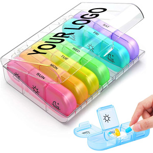 IDEA GIFT Boîte à pilules personnalisée, organiseur de pilules hebdomadaire, mini boîte à pilules portable pour 7 jours, conteneur de médicaments pour les voyages quotidiens - Product Image 1