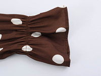 Robe longue décontractée pour femmes, col à nœud papillon, couleur marron, manches longues, imprimé à pois, mode décontractée