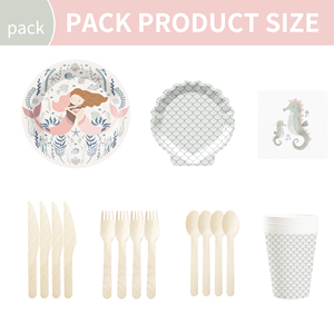 ชุดจานกระดาษลายเกล็ดนางเงือก DAMAI แบบกำหนดเอง สำหรับงานเลี้ยงวันเกิดเด็กผู้หญิง ชุดอุปกรณ์จัดงานปาร์ตี้ธีมนางเงือกแบบใช้แล้วทิ้ง - Product Image 4