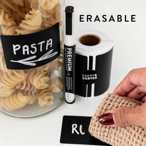 Etiquetas Adhesivas Impermeables Negras para Recipientes de Cocina, Reutilizables, Removibles, para Frascos y Botellas, Forma Irregular, Disponibles - Product Image 3