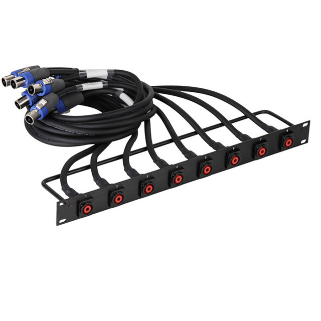 2*4m㎡ Speaker Cable Sound System 8 Port Professional Audio Speaker Speakon 1U 19 Inch Cabinet Patch Panel for Audio Rack Mount