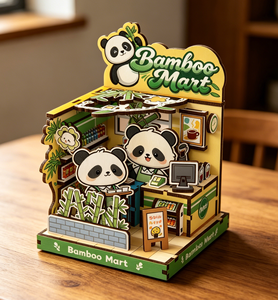 Panda Bamboo Mart Tienda de Dulces de Conejos, Maqueta de Madera para Armar, Rompecabezas Educativo DIY, Juguete de Construcción, Adorno de Escritorio, Regalo - Product Image 1