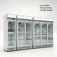-18~-22 ℃   Congélateur vertical commercial à porte vitrée, refroidissement par air, vitrine multi-portes pour aliments surgelés, pour supermarché