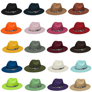 <span class=keywords><strong>Chapeau</strong></span> Fedora unisexe de style européen et américain, printemps et automne, style jazz, large bord, décoratif, rayures zébrées, ceinture, fête, quotidien, extérieur - Product Image 2