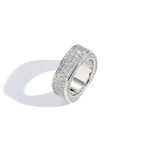 Wide Copper Full Zircon Men's Gilded Square <b>Circle</b> <b>Ring</b> for Men - Product Image 4