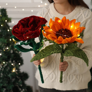 Fleurs artificielles, bouquets pour la Saint-Valentin, bâtonnets torsadés, décoration de la maison, produits faits à la main, roses éternelles géantes, tournesols - Product Image 1