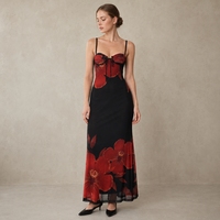 Robe Midi Femme Chic d'Été Sans Manches à Motifs Floraux Coupe Ajustée Écologique Dos Nu Décontractée pour Fête et Vacances