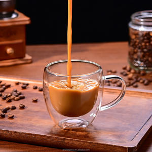 كوب قهوة زجاجي بجدار مزدوج ومعزول من البوروسيليكات العالي الشفاف بسعة 250 مل مع مقبض للبيع بالجملة - Product Image 5