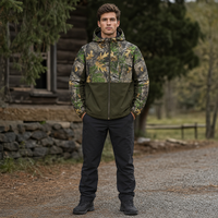 Veste à capuche camouflage pour homme, fermeture éclair intégrale, blocs de couleur, manteau camouflage d'extérieur, vêtements de chasse décontractés pour le camping, la randonnée et la pêche