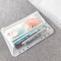 Bolsillos de carpeta de 6 anillas con cremallera de varios tamaños de PVC transparente para planificadores A5/A6/A7 Sobres de efectivo y almacenamiento de documentos