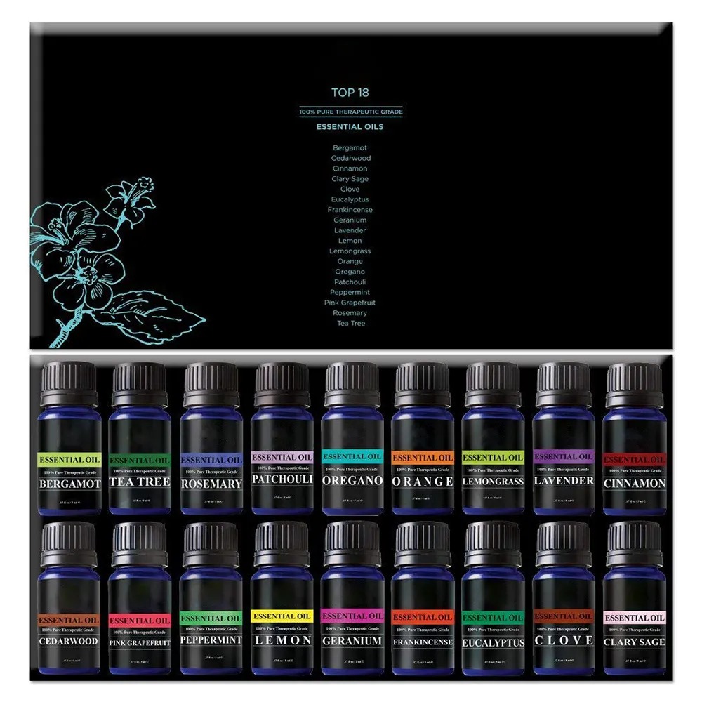 Gift Set of 6 and 12 or 8 100% Pure Aromatherapy Essential Oils Set with 10ML Lavender,Peppermint,Eucalyptus