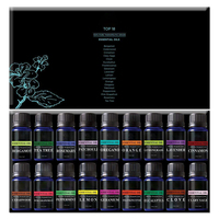 Coffret cadeau de 6, 12 ou 8 huiles essentielles d'aromathérapie 100% pures avec 10 ml de lavande, de menthe poivrée et d'eucalyptus