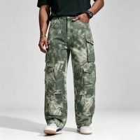 Pantalon cargo en denim délavé coupe décontractée pour homme SOONREE avec plusieurs poches à rabat pour tenues décontractées et streetwear urbain