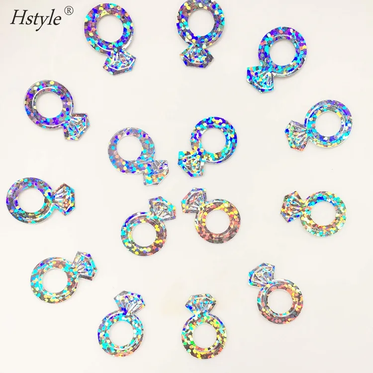 Dekorasi pernikahan perak warna-warni 15G cincin berlian konfeti meja Foil untuk hari lajang pertunangan Vanilentines CF021