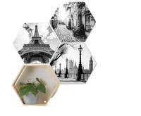 Nouveau design de gros d'usine Cadre photo pour bricolage Panneau photo hexagonal en PVC pour décoration murale Cadre plastique pour photo d'art