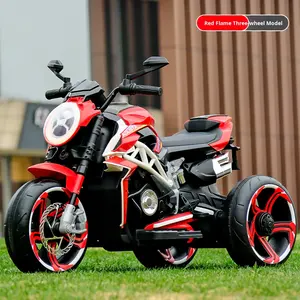 बच्चों की प्लास्टिक इलेक्ट्रिक मोटरसाइकिल साइकिल चालक 2-13 रिचार्जेबल बैटरी एंटी-टिप बड़े सवारी-ऑन खिलौना चीन - Product Image 6
