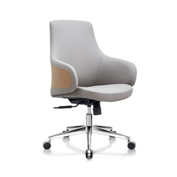 Chaise de bureau pivotante moderne en cuir à dossier moyen pour dirigeant, cadre ou patron, idéale pour le bureau - Meilleure vente