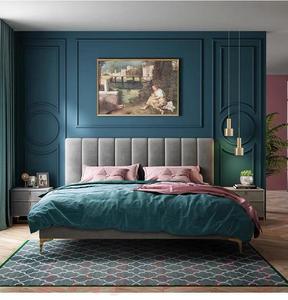 Lit en tissu moderne et populaire, ensemble de lit rembourré en forme de nuage blanc crème, meubles pour chambre à coucher, lit King en bois de haute qualité de créateur dernier cri - Product Image 2