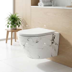 <span class=keywords><strong>WC</strong></span> suspendu mural de style luxe moderne pour salle de bain, en céramique marbrée, gain de place - Product Image 5