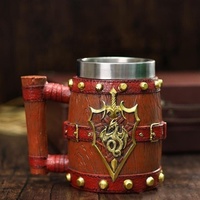 Gobelet à bière en résine à texture bois, avec intérieur en acier inoxydable, pour boissons froides, à ouverture directe