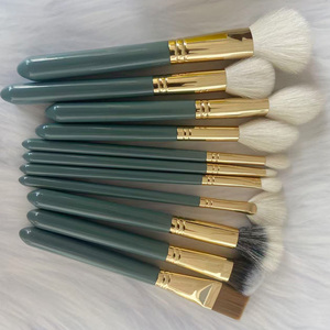 Luxury 11pcs Goat Synthetic Hair Makeup Brush Set Copper Ferrule Wood Handle Face Eye Powder <b>Blush</b> Eyeshadow Cosmetic Brushes - Product Image 4