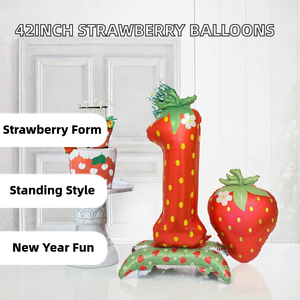 Globo de Aluminio con Forma de Fresa de 42 Pulgadas, Número 1, Decoración para Fiestas de Cumpleaños y Celebraciones de Año Nuevo - Product Image 2