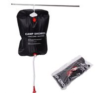 Sac de douche solaire portable léger 20L en PVC noir imperméable de 3mm d'épaisseur pour l'été, idéal pour le camping et la randonnée en extérieur, avec logo personnalisé - Vente en gros