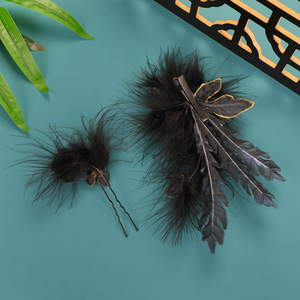 25 nouveaux accessoires pour cheveux en forme de pivoine noire foncée, design original, faits à la main, estampillés or, pinces à cheveux en plumes, coiffure Hanfu - Product Image 3