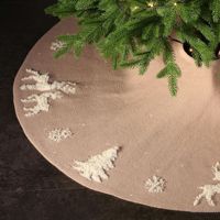 Jupe de sapin de Noël en polaire douce CYNYA motif petit cerf, couvre-sapin pour la décoration de la maison et des fêtes de fin d'année
