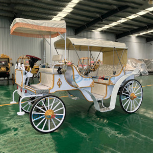 รถม้าหรูหราคุณภาพสูงแบบกำหนดเอง รถม้าไฟฟ้าสำหรับงานแต่งงาน รถม้าราชวงศ์ 4 ล้อ - Product Image 4