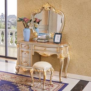 Rias wajah gaya Perancis, rias wajah kayu padat negara Korea sederhana Amerika apartemen kecil meja rias sampanye - Product Image 2