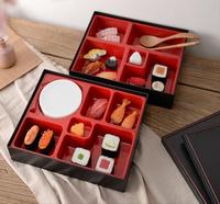 Boîte à bento réutilisable en plastique ABS de style japonais à cinq compartiments avec couvercle pour le déjeuner, la restauration, les sushis