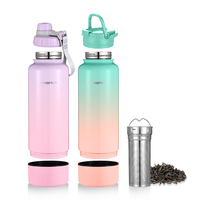 Everich – bouteille d'eau à Double paroi en acier inoxydable 304, isolée sous vide, à large ouverture, avec compartiment de rangement, offre spéciale