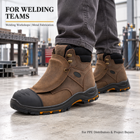 Bottes de sécurité en cuir personnalisées avec protection métatarsienne, embout composite, semelle intermédiaire anti-perforation et semelle en caoutchouc pour la vente en gros