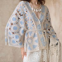 Nouveau rétro ample surdimensionné crochet tricot cardigan fabricant de pull à la mode d'automne pour femmes personnalisé en gros