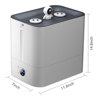 Humidificateur ultrasonique 9,5 L avec diffuseur, contrôle d'humidistat, aromathérapie, barre d'oxygène, silencieux (<36 dB), pour bébé et maison