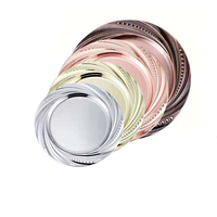 Assiette à riz en acier inoxydable durable moderne avec bord rond en or rose, vaisselle et assiettes multi-usages