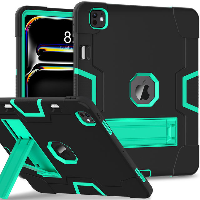 Rugged Armor Case for iPad Pro 13 M5 2025 M4 2024 with Stand Pen Holder Silicone+PC Shockproof Slim Cover OEM ODM