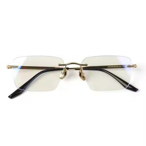 カスタマイズ可能なチタンリムレス正方形眼鏡ダイヤモンド顔形状マッチ光学フレーム付きユニセックス眼鏡 - Product Image 5