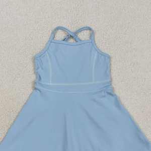 Vestido de Verano para Bebés Niñas, Azul Claro, Estampado, Transpirable, con Tirantes, Volantes, Corte en A, Largo hasta la Rodilla, Modelo S0713 - Product Image 4