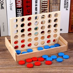 Jeu de société familial classique Tic Tac Toe, jeu de stratégie de table en bois, 4 en ligne - Product Image 2