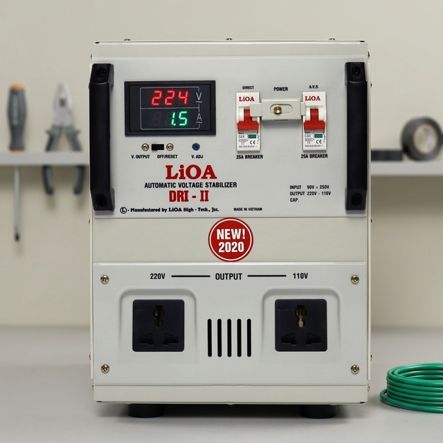 LiOA DRI 5000 II Automatic Voltage Stabilizer 5kVA Single Phase AC Power Regulator 90V 250V Input for Home and Office Use