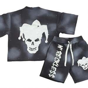 Vente chaude hommes été décontracté T-Shirt et short ensemble marques personnalisées broderie Patchworks manches courtes conception respirante - Product Image 1