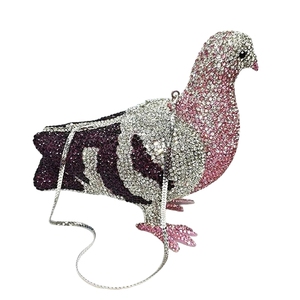 Pochette de soirée scintillante pour femme en cristal et strass, motif colombe, sac à main élégant pour mariage, banquet et fête - Product Image 1