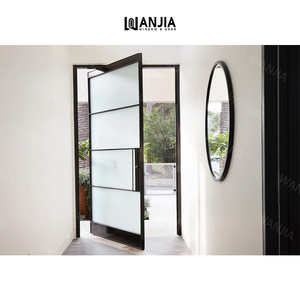 Wanjia bên ngoài Patio kính cửa nhôm nhà thương mại hiện đại pivot cửa kính đôi tráng men phía trước nhập pivot cửa - Product Image 3