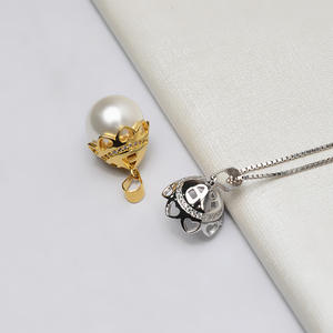 Pendentif féminin en argent S925 avec perle de 12-13 mm, avec breloque chapeau Baotou dissimulant le défaut, pour la création de bijoux DIY, composants et supports vides 744 - Product Image 1