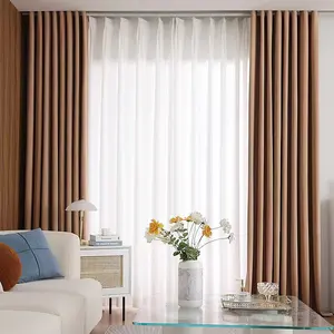 Hot Sale 100% Polyester Plain Single Velvet Blackout Curtain For Home Windows Ready Made Curtains For Living Room